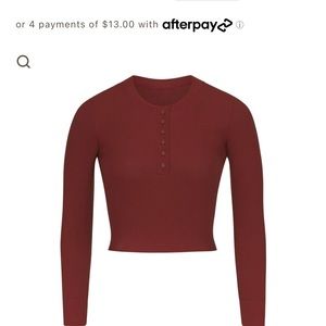 Skims cotton rib Henley in sangria